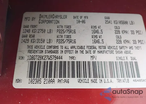 2007 Dodge Nitro Sxt from USA, damaged, VIN 1D8GT28K27W579444